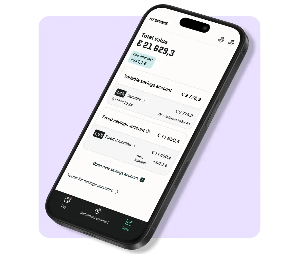 Qliro app open in iphone, savings open
